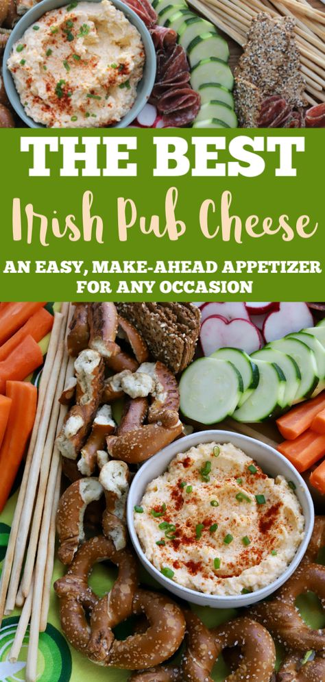 The next time you need a crowd-pleasing appetizer, look no further than this Irish Pub Cheese. Serve it with pretzels, crackers or veggies for dipping! It can be enjoyed as an appetizer, slathered onto burgers, sandwiches or even melted over French fries. Talk about an all-purpose recipe! I prefer to use a lighter, Irish-style beer (like Harp Lager) for this dip. It’s crisp, refreshing and adds a little zip. #appetizer #pubcheese #irish #recipe Irish Appetizers Traditional, Irish Beer Cheese Dip Crockpot, Irish Cheese Board, Irish Pub Cheese Dip, Crocs Outfit Ideas, Irish Pub Cheese, Irish Pub Nachos, Pub Cheese Recipe, Irish Snacks