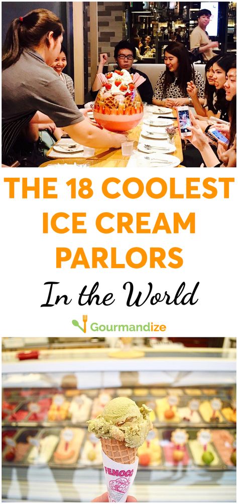 The 18 Coolest Ice Cream Parlors in the World Cool Ice Cream Shops, Ice Cream Business Ideas, Ice Cream Parlor Aesthetic, Ice Cream Parlor Interior, Ice Cream Shop Ideas, Ice Cream Shop Interior Design, Ice Cream Shop Aesthetic, Ice Cream Shop Design, Ice Cream Restaurant