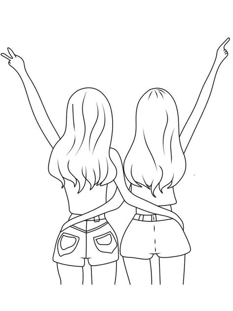 Bff Coloring Pages, White Pictures, Coloring Pages For Girls, Sewing Embroidery Designs, Photo Memories, Black And White Pictures, Best Friends Photos, Friend Photos, Coloring Pictures