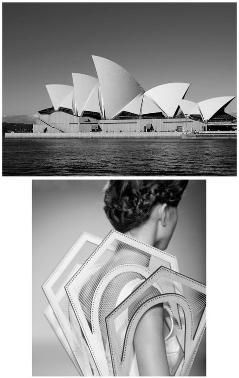 sydney opera house Architectural Fashion Design, Fashion Inspired By Architecture, Architecture Inspired Fashion, Architecture Fashion Design, Architect Fashion, Wearable Architecture, Architectural Fashion, Jorn Utzon, Structural Fashion