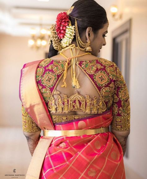 Back Blouse Designs We Are Totally Crushing On! | WedMeGood Back Blouse Designs, Bridal Blouse Design, Aari Work Blouse Design, Latest Bridal Blouse Designs, Fashion Show Dresses, Wedding Saree Blouse, Wedding Saree Blouse Designs, Indian Wedding Hairstyles, Aari Work Blouse