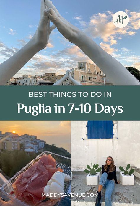 Plan your dream vacation with the best Puglia itinerary! Explore the top things to do in Puglia in 7-10 days, from charming towns to stunning landscapes. Get ready for an unforgettable adventure in Italy's hidden gem. Tap here to explore my complete Puglia, Italy itinerary! | Travel to Puglia Italy Itinerary, Puglia Italy, Dream Vacation, Hidden Gem, Puglia, Road Trip, Things To Do, Italy, Road