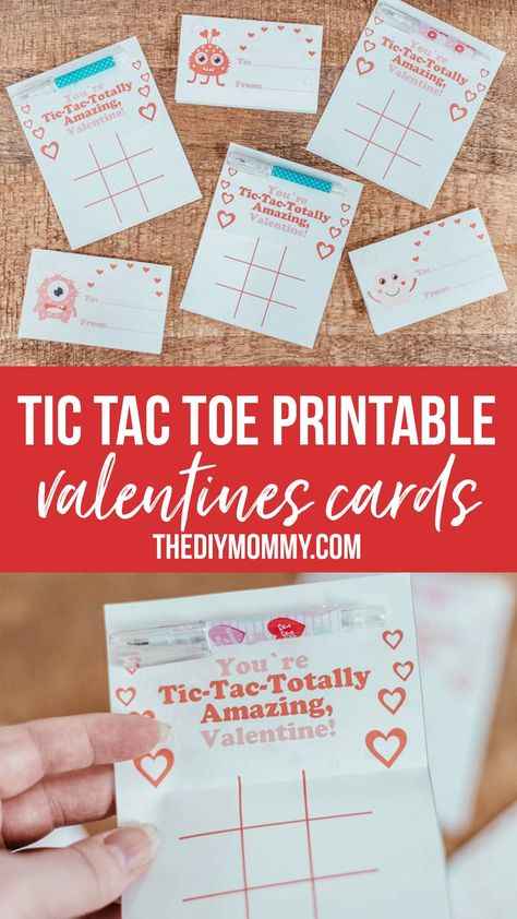 Tic Tac Toe Free Valentine's Day Card Printable featuring dollar store pens Free Printable Valentines Tags, Tic Tac Toe Valentine, Valentine's Day Party Games, Diy Mommy, Valentines For Singles, Valentine Diy, Free Printable Cards, Diy Valentines Decorations, Personal Celebration