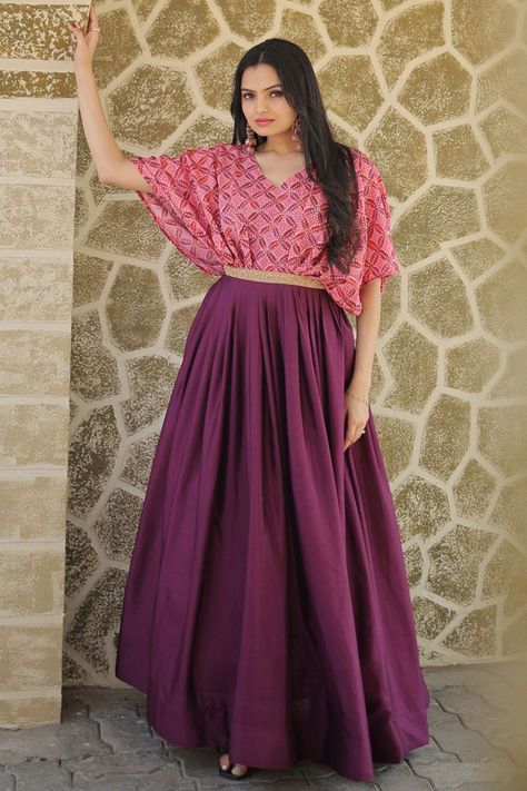 Trendy Wine Color Gown For Party Wine Color Gown, Gown For Party, Purple Gown, Frocks And Gowns, Printed Anarkali, Modest Evening Dress, Purple Gowns, Cocktail Wear, Indo Western Dress