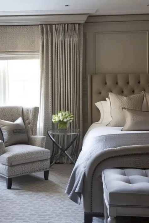 Are you tired of high-intensity hues and craving a more relaxed tone for your bedroom? Opting for a color palette combining beige and grey could be the solution you need. Here, we’ve curated 25 chic beige and grey bedroom ideas that exploit these tones' full potential, creating beautifully balanced interiors that exude tranquility and elegance. Beige And Grey Bedroom, Grey Bedroom Ideas, Tanning Room, Beige Bedroom Decor, Grey Bedroom Design, Beige Bedroom, Beige Bed, Fall Bedroom, Grey Bedroom