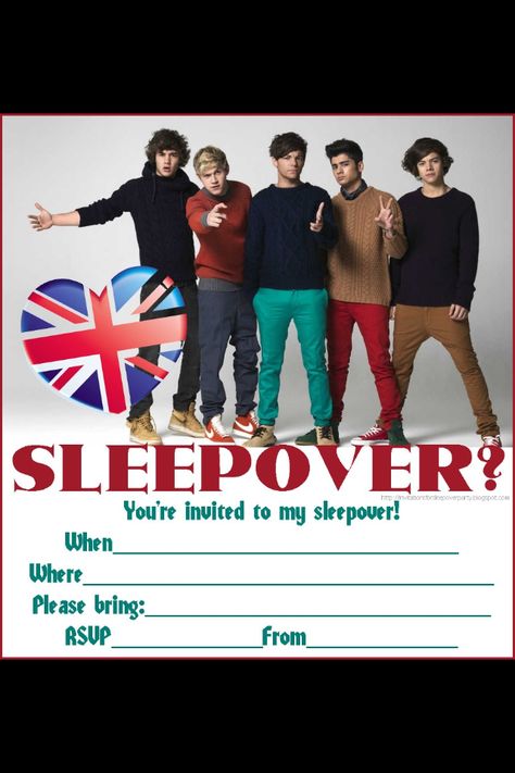 One direction birthday invitations One Direction Birthday Invitation, One Direction Birthday Cards, One Direction Christmas, One Direction Party, One Direction Birthday, Sleepover Invitations, Pyjama Party, Free Printable Invitations, Christmas Layouts