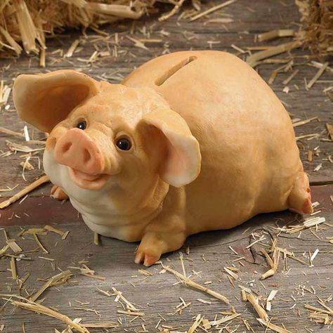 Little Oinkers Pattycake Piggy Bank Barnyard Decor, Pig Sculpture, Small Pigs, Pig Decor, Pig Art, Sculptures Céramiques, Chainsaw Carving, This Little Piggy, Piggy Banks