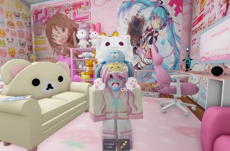 Roblox Pink, Roblox Styles, Kawaii Games, Roblox 3, Kawaii Core, Pink Strawberry, Roblox Pictures, Roblox Avatars, Room Tour