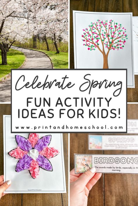 Celebrate Spring Day (Spring School Day #1) - Print & Homeschool Playdoh Printables, Holy Week Activities, Spring Vocabulary, School Bookmarks, Art For Kids Hub, Spring School, Spring Projects, Spring Tree, School Calendar