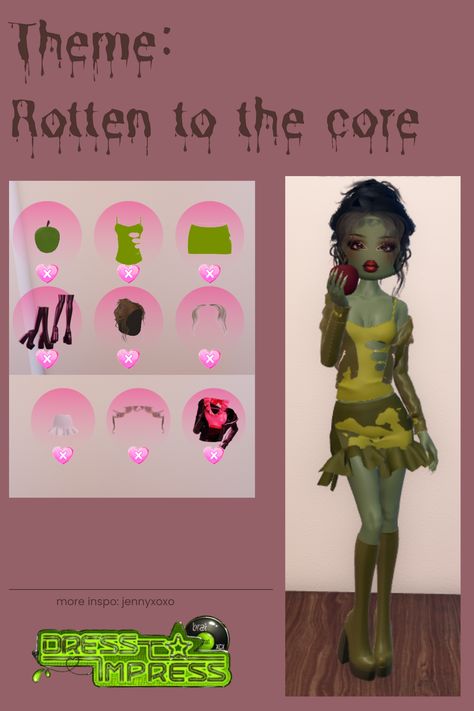 new theme: rotten to the core for brat update #dtiroblox #dtifashion #outfitinspo #rottentothecore Rotten To The Core, Dti Outfits, New Theme, Dress To Impress