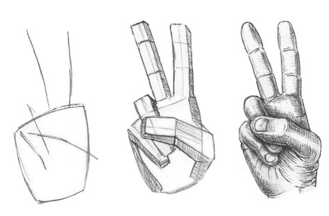 Hand Shading, Hands Tutorial, Hands Drawing, Peace Sign Hand, Easy Drawing Steps, Drawing Hands, Hand Gestures, Hand Drawing Reference, Object Drawing