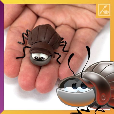 Polymer Clay Bugs, Clay Slug, Clay Bugs, Beetle Cartoon, Best Fiends, Creative Corner, Slug, Diy Clay, Making Out