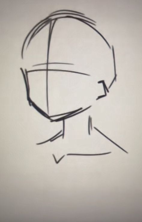 Front Hair Base Drawing, Sketches Eyes Anime, How To Draw A Head Easy, Head Ideas Drawing, Drawing Reference Poses Easy, Anatomy Reference Cartoonish, Easy Base Drawing, Easy Art Styles Simple, Small Body Drawing Reference