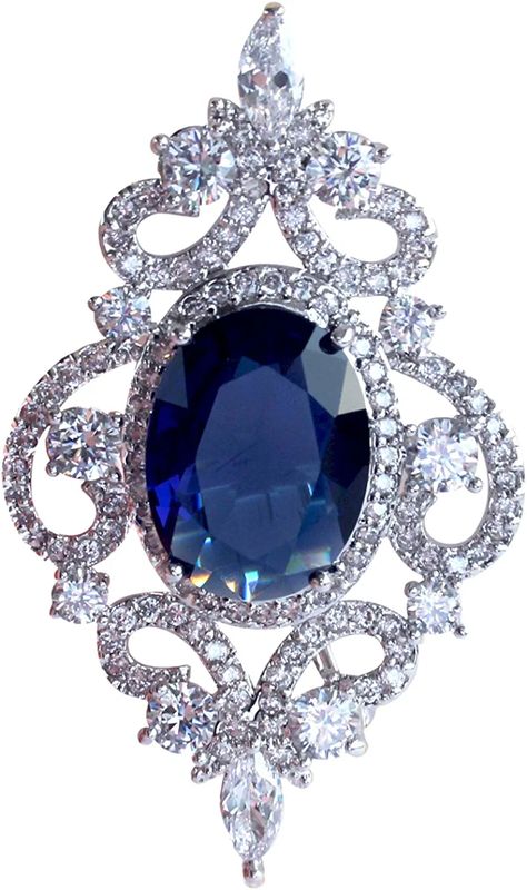 Amazon.com: SELOVO Vintage Style Women's Blue Oval Sapphire-color CZ Crystal Wedding Bridal Pin Brooch Silver Tone: Clothing, Shoes & Jewelry Vintage Style Women, Brooch Dress, Kay Jewelry, Formal Accessories, Swarovski Crystal Jewelry, Sapphire Color, Recycled Jewelry, Wedding Formal, Crystal Wedding