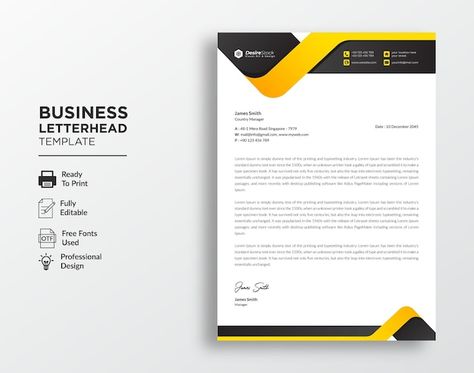 Letter Heads Design Creative, Professional Letterhead Template, Stationery Design Inspiration, Company Letterhead Template, Business Card Design Black, Professional Letterhead, Business Invoice, Letterhead Business, Company Letterhead