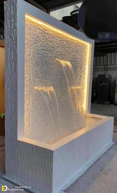 30 Creative Water Fountain Ideas for Your Home Check more at https://zugnews.com/30-creative-water-fountain-ideas-for-your-home/ Water Falls Garden Wall Fountains, Wall Fountains Backyard, Wall Waterfall Outdoor, Wall Fountain Ideas, Water Fountain Ideas, Indoor Waterfall Wall, Indoor Wall Fountains, Outdoor Wall Fountains, Water Wall Fountain