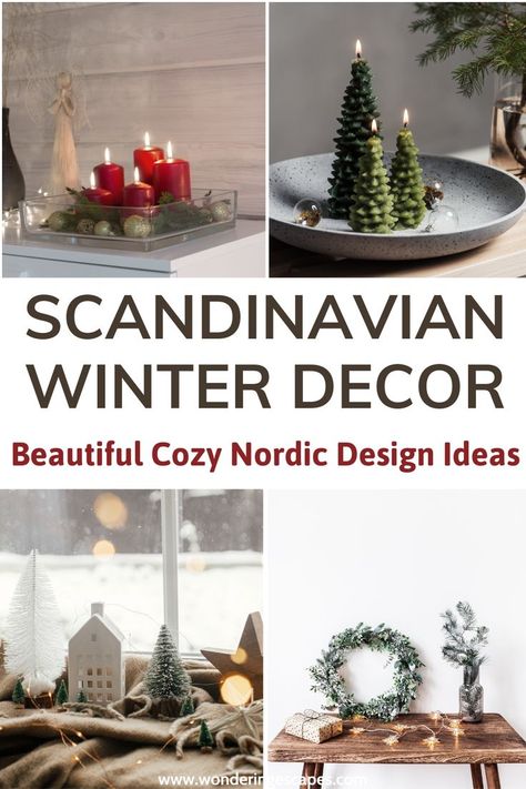 Winter Decor Scandi Style Christmas, Scandinavian Candle Decor, Winter Scandinavian Decor, Hygge Holiday Decor, Nordic Color Palette Interior Design, Scandi Winter Decor, Hygge Winter Ideas, Norwegian Christmas Decor, Nordic Winter Decor