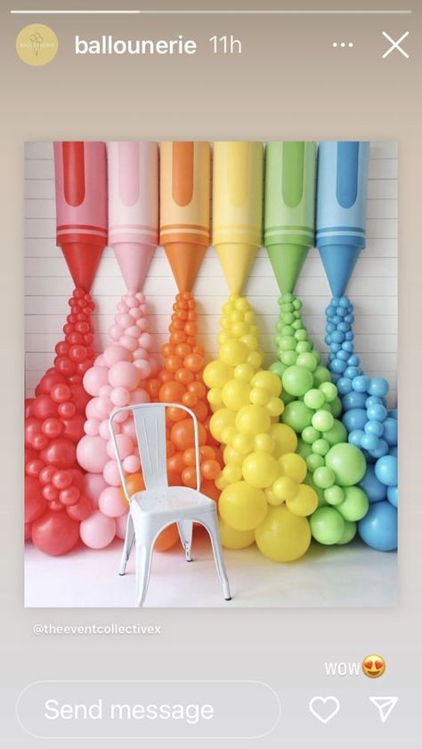 Crayon Graduation Theme, Crayon Balloon Column, School Balloons, Gracie Corner, Art Classroom Decor, Painting Birthday, Art Birthday Party, Birthday Party Theme Decorations, Preschool Graduation