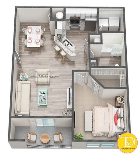 Apartment Inspiration Floor Plan, Cool Sims 4 Houses Floor Plans, Big One Bedroom Apartment Floor Plan, One Bedroom Loft Apartment Ideas, Kitchenette In Hallway, 1bedroom Apartment Floor Plan, One Room Apartment Floor Plan, Small Apartment Layout 1 Bedroom, One Bedroom Apartment Plans Layout