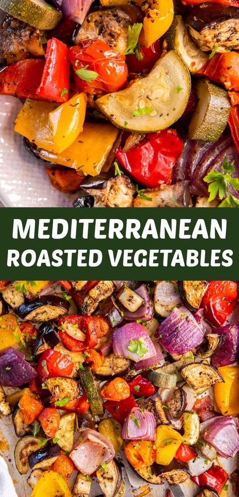 Mediterranean Roasted Vegetables, Mediterranean Diet Food List, Mediterranean Recipes Healthy, Mediterranean Diet Recipes Dinners, Mediterranean Diet Meal Plan, Easy Mediterranean Diet Recipes, Roasted Vegetable Recipes, Vegetable Side Dishes Recipes, Mediterranean Dishes