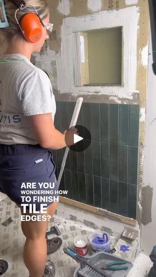 1.4K views · 28 reactions | Give your tile installation the finishing touch it deserves with LATICRETE® Profiles & Trims! ThatTileChick walks you through her tips and tricks on edging for her niche install featuring chic green tile and gold trim. Our Profiles & Trims feature an unmatched offering of over 4,000 items, German-engineered and manufactured to meet the highest quality standards in the industry! Thanks for sharing Schannon! #laticrete #laticretepartner #howto #contractors #tileinstallation #profilesandtrims #Repost from @thattilechick ••• How to finish tile edges - Rocking the new @laticrete profile edging for this niche install. | LATICRETE Canada | laticretecanada · Original audio How To Finish Backsplash Edge, Edging Tiles Bathroom, Tile Edging Trim Ideas, Tile Edge Trim, Tile Edge, Tile Trim, Green Tile, Wood Trim, Thanks For Sharing