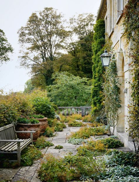 An 18th-century house in the Cotswolds cleverly refreshed by Flora Soames | House & Garden Decking Patio, Garden Decking, 18th Century House, Terrace Garden Ideas, Small City Garden, Townhouse Garden, Farrow & Ball, Terrace Ideas, Urban Gardens