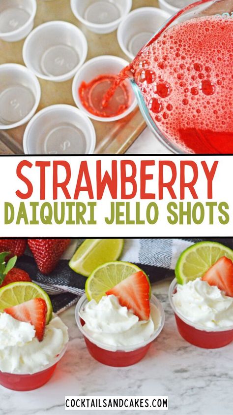 Strawberry Daiquiri Jello Shots, Malibu Jello Shots, Coconut Jello, Rum Jello Shots, Lemonade Jello Shots, Strawberry Jello Shots, Pudding Shot Recipes, Best Jello Shots, Jello Pudding Shots