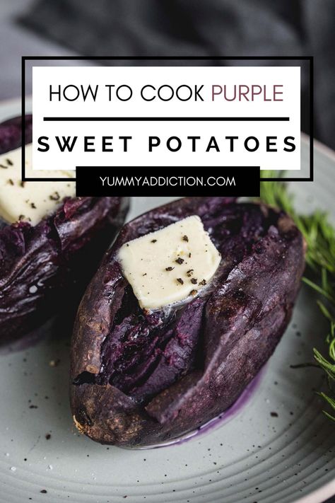 Okinawa Japan Food Purple Sweet Potatoes, Recipes For Purple Sweet Potatoes, How To Prepare Purple Sweet Potatoes, Okinawa Purple Sweet Potato, Recipes With Purple Sweet Potatoes, Cooking Purple Sweet Potatoes, Purple Sweet Potato Air Fryer, Purple Sweet Potatoes Benefits, Purple Sweet Potato Recipes Japanese