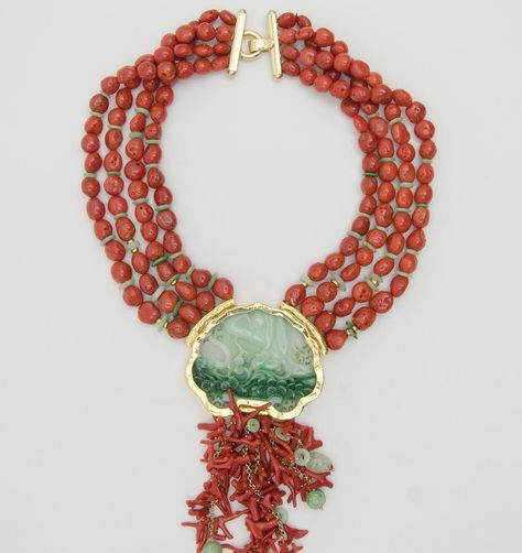 More details of this beauty #ClaraStonesoneofakind necklace with carved jade and natural red coral @clarastonesdubrovnik… Turquoise Coral Jewelry, Carved Jade, Polymer Clay Necklace, Jade Necklace, Coral Jewelry, Clay Necklace, Ocean Inspired, Jade Carving, Jade Jewelry