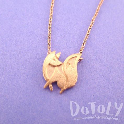 Baby Fox Shaped Silhouette Pendant Necklace in Rose Gold | Animal Jewelry | DOTOLY Fox Necklace, Brass Animals, Foxes Necklace, Fox Pendant, Gold Animals, Animal Pendant, Baby Fox, Pretty And Cute, Animal Jewelry