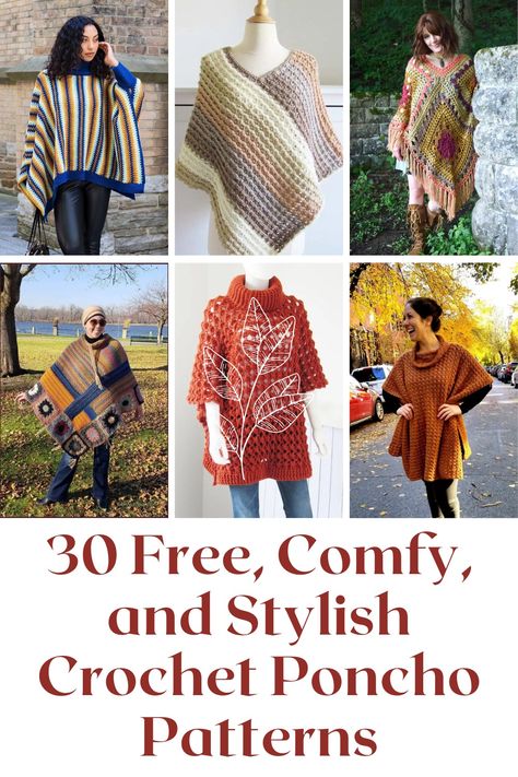 crochet poncho patterns Crochet Poncho With Sleeves Free Pattern, Easy Crochet Poncho, Crochet Poncho Free Pattern Bulky Yarn, Crochet Poncho Pattern, Free Crochet Poncho Patterns, Bohemian Crochet Poncho For Winter, Crochet Poncho Free Pattern Woman, Winter Crochet Long Sleeve Poncho, Hygge Poncho Crochet