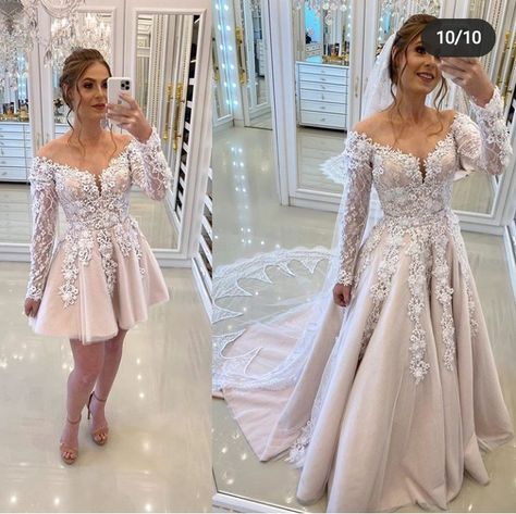 2 In One Wedding Dress Gowns Skirts, Transformable Wedding Dress, Short Wedding Dress With Overskirt, Wedding Dress 2 In 1 Convertible Skirts, 2 In 1 Wedding Dress Long To Short, 2 Piece Wedding Dress Detachable, 2 In 1 Wedding Dress Convertible Ball Gowns, 2 In 1 Wedding Dress Convertible, Two Piece Wedding Dress Detachable