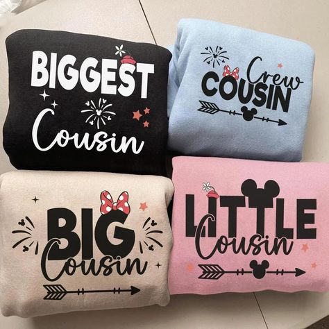 Cousin Crew Shirt Big Cousin Little Cousin Tee Check more at https://wondermento.com/product/cousin-crew-shirt-big-cousin-little-cousin-tee/ Disney Honeymoon, Disney Movie Characters, Designed Shirts, Star Wars Halloween, Cousin Crew, Disney World Shirts, Custom Design Shirts, Family Vacation Shirts, Create Memories