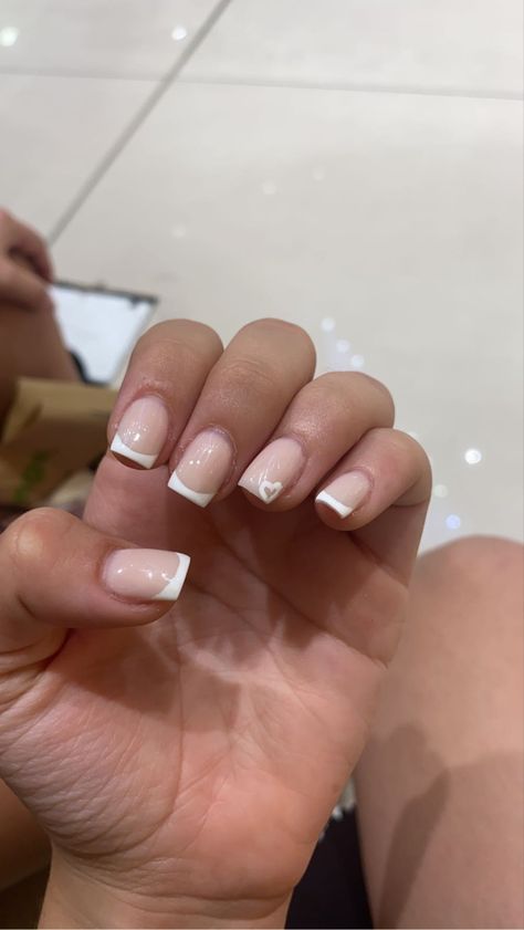 Nail Design White, Ring Finger Design, White French Tip, White Acrylic Nails, Girly Acrylic Nails, French Tip Acrylic Nails, French Nail Designs, White Nail Designs, White French