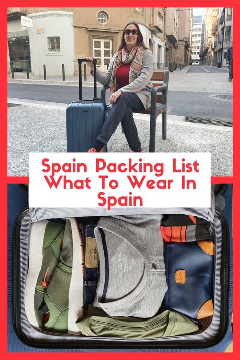 We�’ve been traveling to Europe for over 20 years and called Spain home for three years. This means we are experts on how to travel to Spain. This means helping travelers figure out what to pack for Spain and what to leave at home. This Spain Packing List And Guide provides you tips on what to pack and what to wear in Spain, from a former Spanish resident. Outfits To Wear In Spain Spring, What To Pack For Spain In November, What To Pack For Spain In October, Packing For Spain In September, Packing For Spain In October, Spain Packing List Spring, Travel To Spain Outfits, How To Dress In Spain, Packing For Spain In Spring