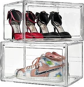 360°clear sneaker storage case is made of premium material that is 25% thicker than others.Each box weigh 4lb on its own. It provides a 360° clear view of your favorite shoes and protect them from dust and moisture PROFESSIONAL GRADE Shoe Display Case SMART STACKING DESIGN DESIGNED FOR BETTER DISPLAY Clear Shoe Boxes, Sneaker Storage Box, Shoe Display Case, Dorothy Shoes, Hat Organizer, Sneaker Storage, Plastic Shoe Boxes, Clear Shoes, Hat Organization