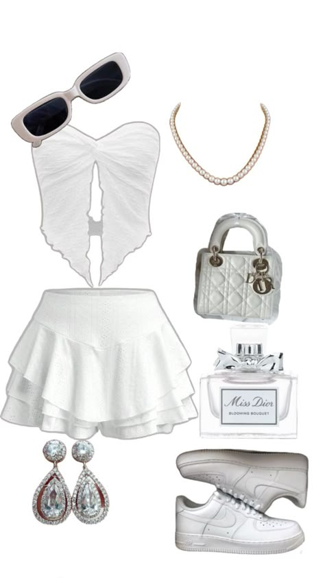 White cute outfit Outfit Inspirations White Background, Outfit Ideas White Background, Shein Outfits, All White Outfit, White Outfit, Easy Trendy Outfits, Themed Outfits, Cute Outfit, Girly Outfits