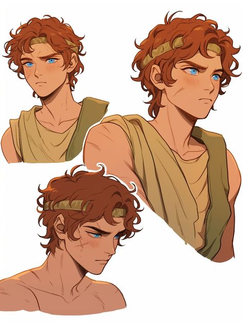 Face Refrences Art Drawing, Greek God Reference, Greek Anime Art, Curly Hair Men Character Design, Greek God Oc Male, Greek Oc Male, Alexander The Great Fanart, Greek Hero Aesthetic, Greek God Fanart