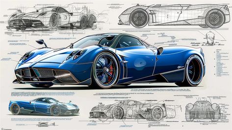 4k HD Wallpaper: Pagani Huayra Blueprint and Sketches Pagani Huayra Wallpapers, Car Design Drawing, Car Blueprint, Photoshop Poster Design, Automotive Illustration, 4k Hd Wallpaper, Blueprint Art, Cool Car Drawings, High Performance Cars