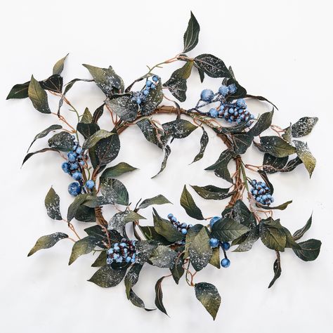 Introducing our beautiful 18" Icy Blueberry and Leaves Wreath. Perfect for bringing a touch of winter charm to your home. This wreath is adorned with faux snow and lifelike blueberries, creating a frosty and festive look. Round Decoration, Leaves Wreath, Artificial Christmas Wreaths, Faux Snow, Holiday Store, Leaf Wreath, Round Decor, Christmas Candles, Christmas Garland