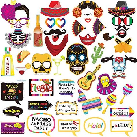 Fiesta Photo Booth Props, Fiesta Photo Booth, Mexican Party Favors, Mexican Theme Party Decorations, Fiesta Party Supplies, Fiesta Birthday Invitations, Mexican Party Decorations, Mexican Fiesta Party, Mexican Birthday