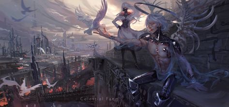 Celestial Fang Art, Fangs Art, Celestial Fang, You're Awesome, Fantasy Character Design, Dark Colors, Landscape Art, Amazing Art, Game Of Thrones Characters