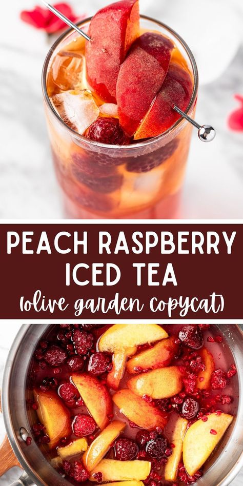 Olive Garden Recipe, Fruit Tea Recipes, Summer Iced Tea, Raspberry Iced Tea, Peach Raspberry, Iced Drinks Recipes, Tea Drink Recipes, Cheap Food, Drink Recipes Nonalcoholic