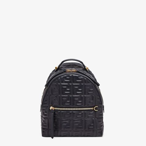 Black leather FF backpack - MINI BACKPACK | Fendi Fendi Backpack, Fendi Store, Python Bags, Fendi Mini, Guitar Bag, Mini Mochila, Bday Gifts, Brown Leather Bag, Ostrich Leather