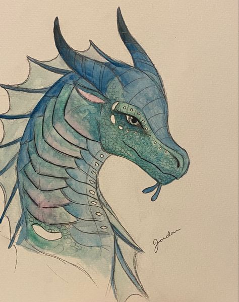 Dragon Drawing With Color, Dragon Drawing Sketches Easy, Chinese Dragon Doodle, Easy Dragon Painting, Blue Dragon Drawing, Asian Dragon Drawing, Dragon Drawing Color, Dragon Side Profile, Dragon Painting Easy