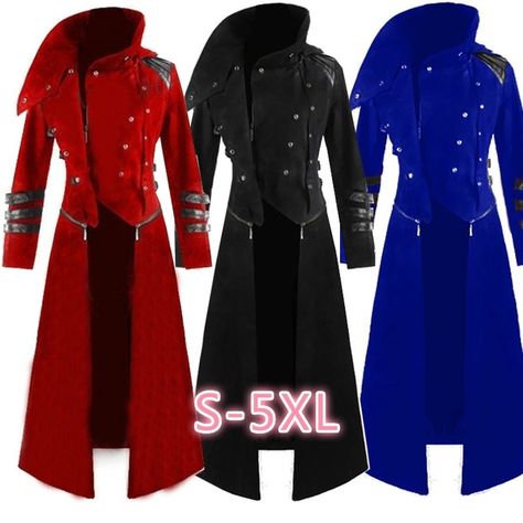 Wish | New Punk Rave Scorpion Mens Coat Long Jacket Long Sleeve Autumn Winter Gothic Steampunk Hooded Trench Vintage Cosplay Costume Gothic Suit Mens, Black Outfit Male, Gothic Suit, Winter Gothic, Cosplay Costumes For Men, Red And Black Outfits, Steampunk Jacket, Long Overcoat, Long Coat Jacket