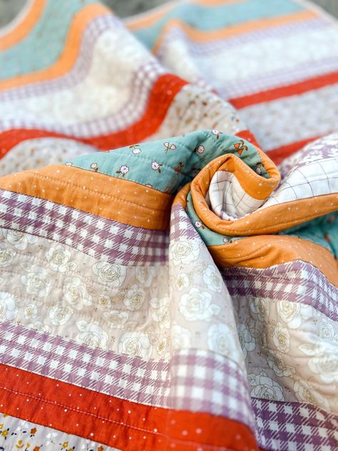 Forgotten Memories – Striped Baby Quilt Tutorial – Riley Blake Designs Stripes Quilt, Striped Quilt Pattern, Striped Quilts, Quilt Patterns Using Striped Fabric, Quartered Stripes Quilt, Striped Patchwork Quilt, Quilting With Striped Fabric, Roman Stripes Quilt Pattern, Stripe Quilt Pattern