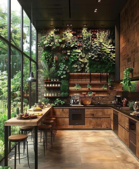 Bali Style Kitchen, Biophilic Kitchen, Earthy Modern Kitchen, Balinese Kitchen, Greenhouse Kitchen, Statement Kitchen, Tropical Kitchen, Mid Century Chic, Desert Living