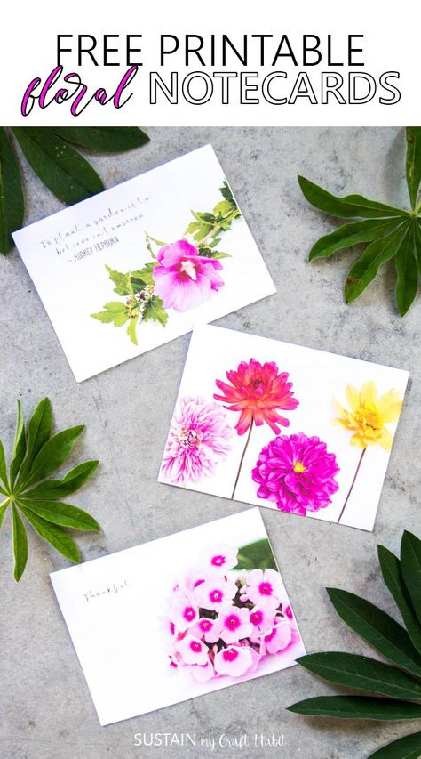 Grab these free printable floral cards celebrating all that Mother Nature has to offer in the summer. Have a stack on hand for any occasion! via @sustainmycrafth Mother's Day Crafts For Kids, Printable Note Cards, Floral Diy, Happy Birthday Cards Printable, Storybook Wedding, Free Printable Cards, Mother's Day Crafts, Printable Notes, Free Greeting Cards