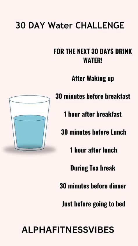 30 Days Water Challenge , for the next 30 days drink water.. After waking up 30 minutes before breakfast #waterchallenge #health #fitness #weight #stayhydrated #water #fitnessmotivation #weightloss #exercise Time Schedule Of Drinking 8 Glasses Of Water, Water Dieting, How Much Water To Drink A Day, How To Drink More Water, 30 Day Water Challenge, Water Drinking Challenge, Water Reminder, Water Challenge, Daily Water